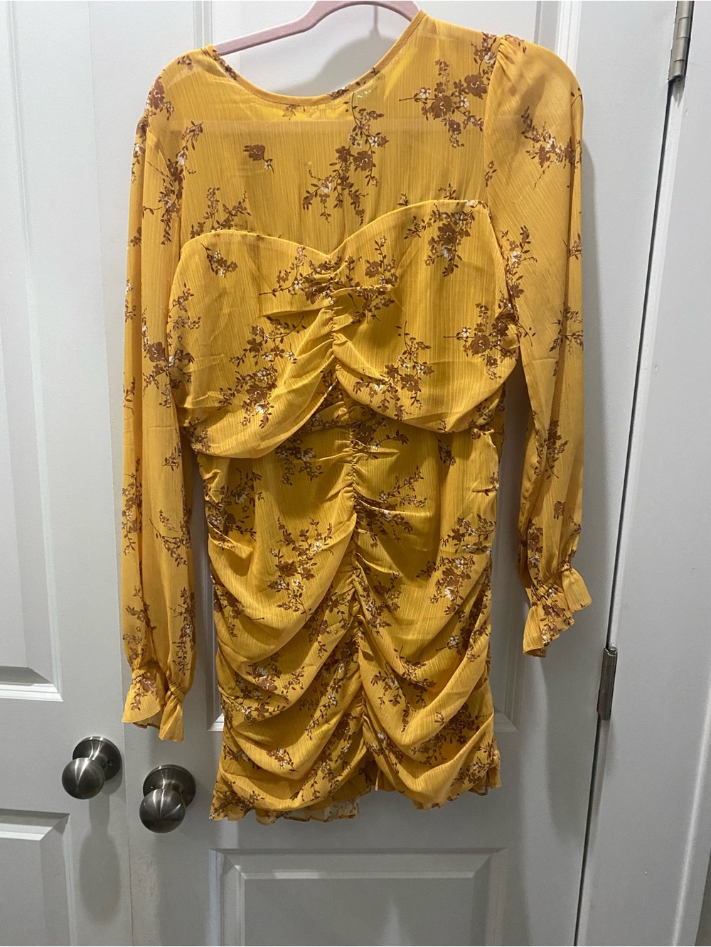 Vici Mustard Yellow Floral Tie-Back Mini Dress NWT